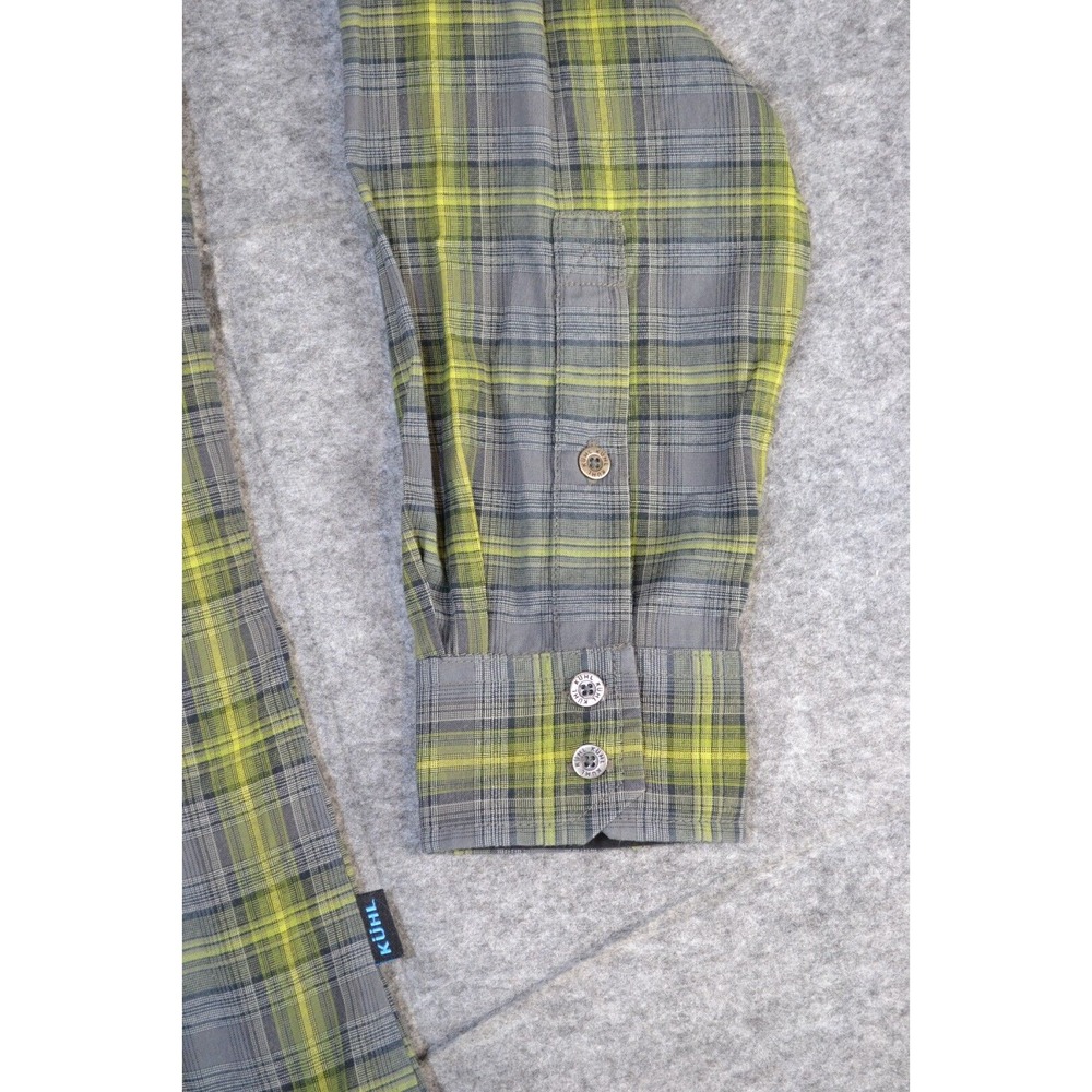Kuhl Mountain Crown Shirt Mens L Lime Gray Plaid Long Sleeve Classic Button-Up - Picture 3 of 16